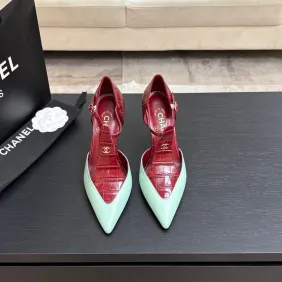 Chanel Two Tone Double C Pointed Toe Slingback Stiletto Pumps #A66682