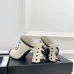 Chanel Two Tone Leather CC Block Heel Mules 8.5cm Heels #A66635