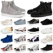 2020 Christian Louboutin red bottoms men women fashion luxury designer shoes spike high top sneakers black white bred grey leather suede flats casual shoe #9874153 2020 Christian Louboutin red bottoms men women fashion luxury designer shoes spike high top sneakers black white bred grey leather suede flats casual shoe #9874153