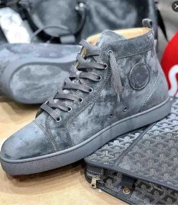 Christian Louboutin New Grey/Blue Suede Genuine Leather Sneakers Shoes High Top Famous Brands Red Bottom Sneaker Shoes Men Women Causal Party Dress Wedding #9874154 Christian Louboutin New Grey/Blue Suede Genuine Leather Sneakers Shoes High Top Famous Brands Red Bottom Sneaker Shoes Men Women Causal Party Dress Wedding #9874154