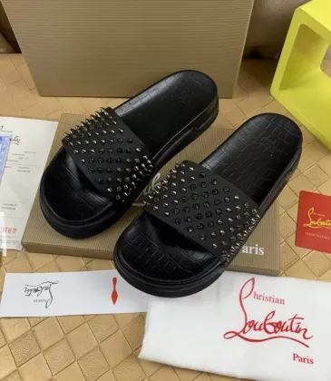 Christian Louboutin CL Men Women's Slippers Black/White #A51692 Christian Louboutin CL Men Women's Slippers Black/White #A51692