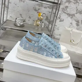 Dior Oblique Embroidery Platform Canvas Sneakers 4.5cm Sole #A66696