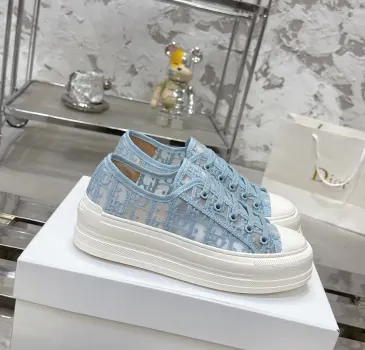 Dior Oblique Embroidery Platform Canvas Sneakers 4.5cm Sole #A66696