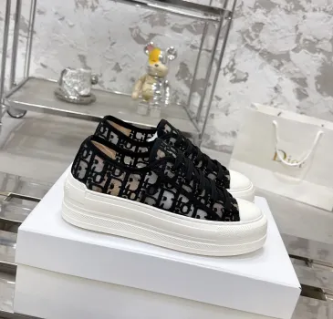 Dior Oblique Embroidery Platform Canvas Sneakers 4.5cm Sole #A66697