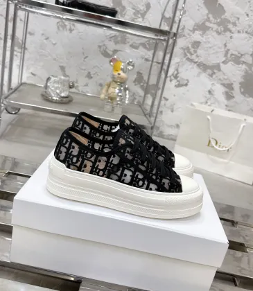 Dior Oblique Embroidery Platform Canvas Sneakers 4.5cm Sole #A66697
