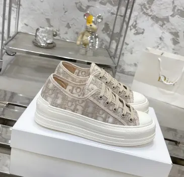 Dior Oblique Embroidery Platform Canvas Sneakers 4.5cm Sole #A66698