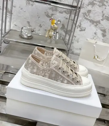 Dior Oblique Embroidery Platform Canvas Sneakers 4.5cm Sole #A66698