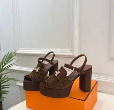 Hermes Style Platform Sandals with H Buckleamp; Tassel 10cm Heel #A66238
