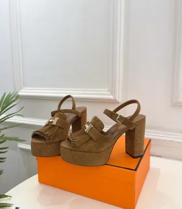Hermes Style Platform Sandals with H Buckle & Tassel 10cm Heel #A66239 Hermes Style Platform Sandals with H Buckle & Tassel 10cm Heel #A66239
