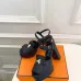 Hermes Style Platform Sandals with H Buckleamp; Tassel 10cm Heel #A66241