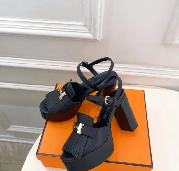 Hermes Style Platform Sandals with H Buckleamp; Tassel 10cm Heel #A66241