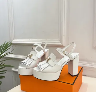 Hermes Style Platform Sandals with H Buckleamp; Tassel 10cm Heel #A66242