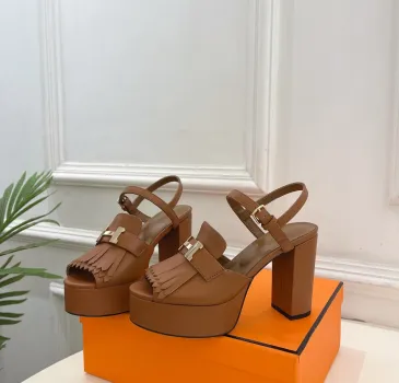 Hermes Style Platform Sandals with H Buckleamp; Tassel 10cm Heel #A66243