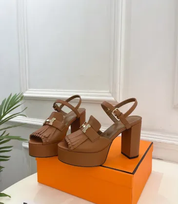 Hermes Style Platform Sandals with H Buckle & Tassel 10cm Heel #A66243 Hermes Style Platform Sandals with H Buckle & Tassel 10cm Heel #A66243