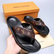 Men Louis Vuitton Slippers Casual Leather flip-flops Double leather high quality outsole wear resistant #9874785 Men Louis Vuitton Slippers Casual Leather flip-flops Double leather high quality outsole wear resistant #9874785