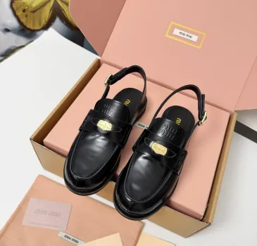Miu Miu Women's Glossy Leather Slingback Loafer Sandals #A66089