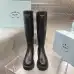 Prada Inspired Black Leather Knee-High Boots With Chunky Platform Sole #A54583