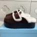 Prada Women's Shearling Lined Mule Slippers Triangle Logo Thick Sole Design for Cozy Luxury Winter Footwear #A57765