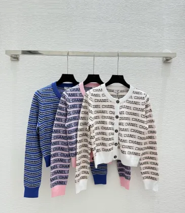 Chanel Women's Logo Knit Cardigan and Sweater in Striped Pattern #A54573 Chanel Women's Logo Knit Cardigan and Sweater in Striped Pattern #A54573