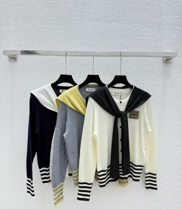 Miu Miu Women's Wool Sweaters: Stylish Sailor inspired Designs with Colorful Stripes and Brand Emblem #A54857 Miu Miu Women's Wool Sweaters: Stylish Sailor inspired Designs with Colorful Stripes and Brand Emblem #A54857
