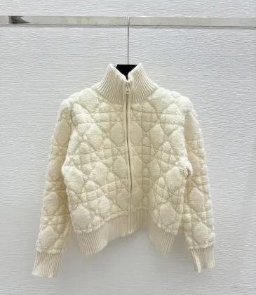 2025 D-ior Ecru Cannage Knit Cropped Zip-Up Cardigan #A54549 2025 D-ior Ecru Cannage Knit Cropped Zip-Up Cardigan #A54549