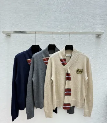 2025 Miu Miu Women's Striped Knit Polo Sweater with a Quarter-Zip or Button Placket and Miu Miu Logo #A54839 2025 Miu Miu Women's Striped Knit Polo Sweater with a Quarter-Zip or Button Placket and Miu Miu Logo #A54839