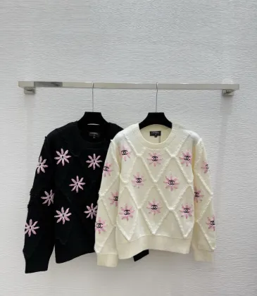 Chanel Women's Knitted Sweaters: Floral CC Logo Embroidery with Argyle Design for Luxury Fashion Lovers #A56299 Chanel Women's Knitted Sweaters: Floral CC Logo Embroidery with Argyle Design for Luxury Fashion Lovers #A56299
