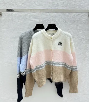 Miu Miu Striped Mohair Blend Cardigan with Embroidered Logo and Buttons #A54564 Miu Miu Striped Mohair Blend Cardigan with Embroidered Logo and Buttons #A54564