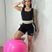 ALO Yoga Inspired Crop Tankamp; Shorts Set - Athletic Lounge Wear #A54156
