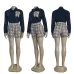 Chic Burberry Inspired Plaid Check Shirtamp; Shorts Matching Set - Women's Elegant Two-Piece Summer Outfit with Classic Design #A54159